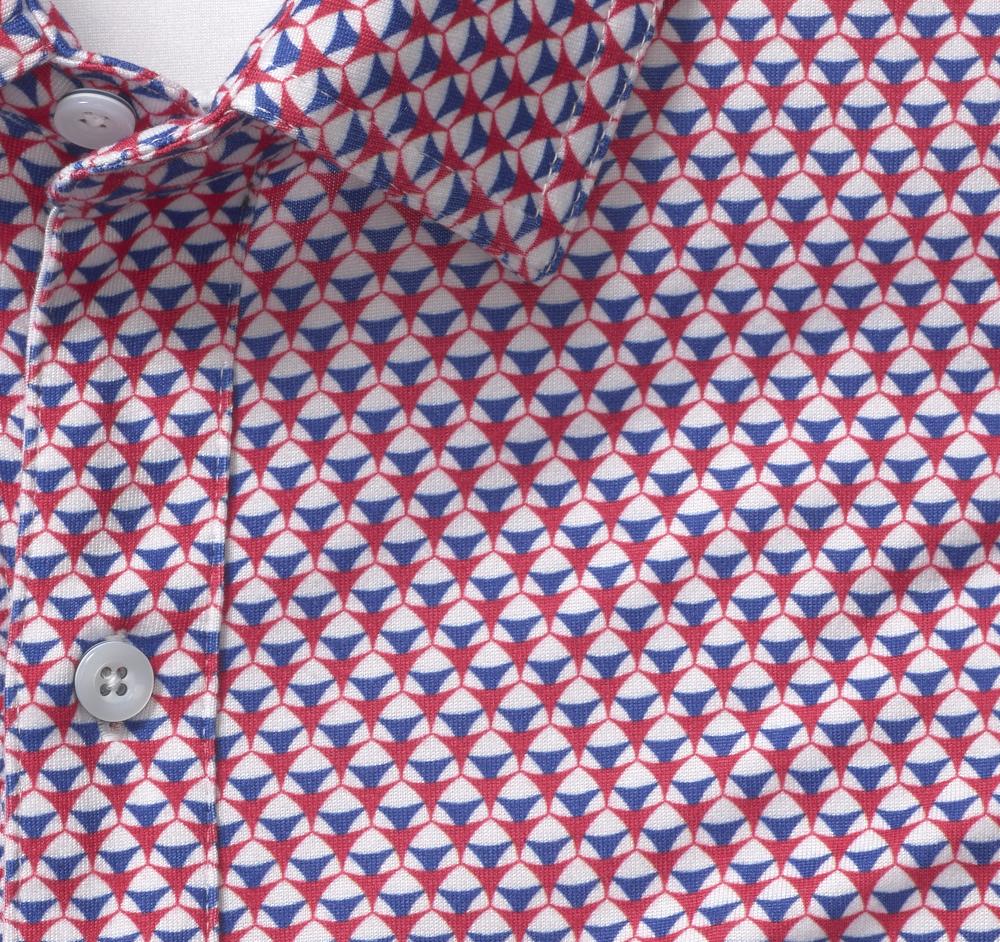 Johnston & Murphy XC4® Performance Shirt Navy/Red Stacked Triangle