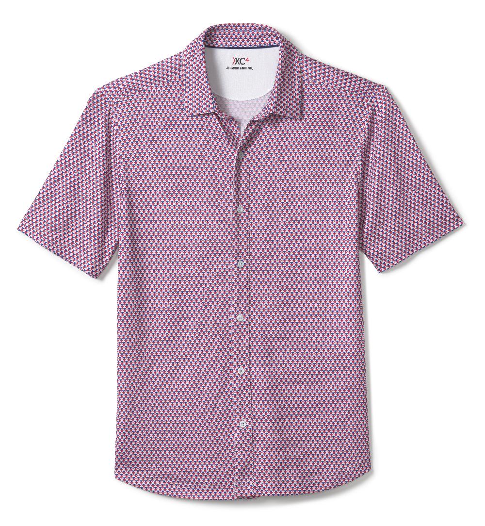 Johnston & Murphy XC4® Performance Shirt Navy/Red Stacked Triangle