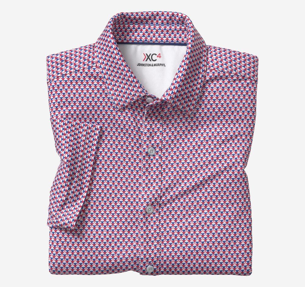 johnston & murphy XC4® Performance Shirt Navy/Red Stacked Triangle