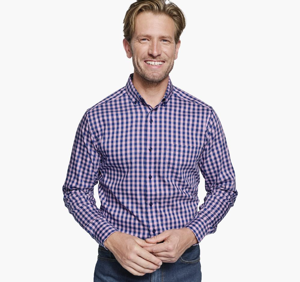 Johnston & Murphy XC4® Performance Shirt Pink/Navy Gingham