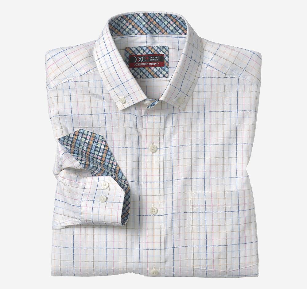 johnston & murphy XC4® Performance Shirt White/Multi Windowpane