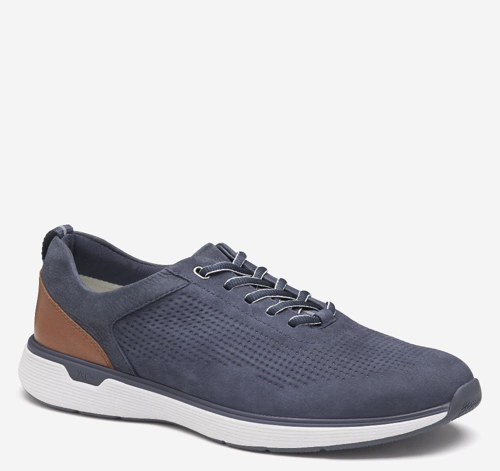 johnston & murphy XC4® Prentiss 2 Embossed U-Throat Navy Tumbled Nubuck