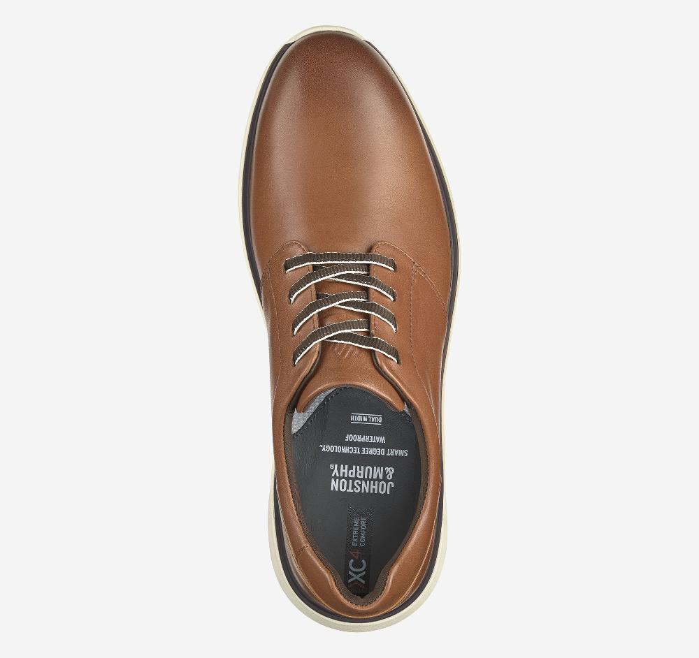 Johnston & Murphy XC4® Prentiss 2 Plain Toe Tan Waterproof Full Grain