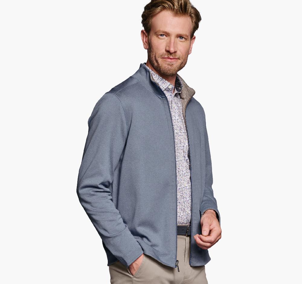 johnston & murphy XC4® Reversible Full Zip Light Blue/Tan