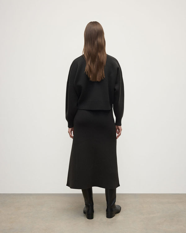 Johnstons Of Elgin A-Line Milano Dark Grey Cashmere Skirt