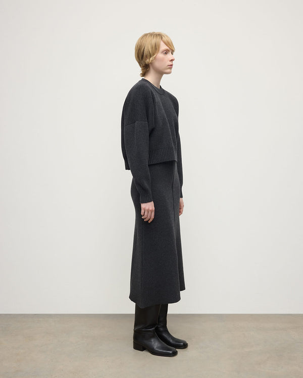 Johnstons Of Elgin A-Line Milano Dark Grey Cashmere Skirt