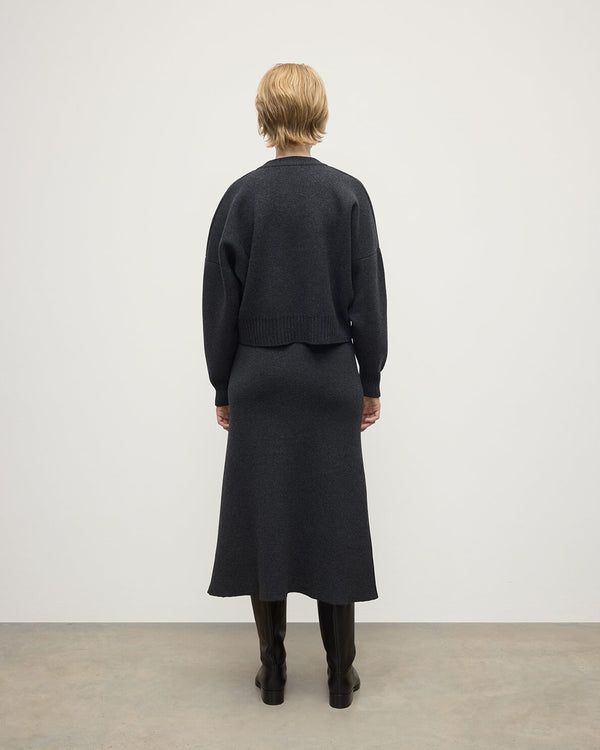 Johnstons Of Elgin A-Line Milano Dark Grey Cashmere Skirt