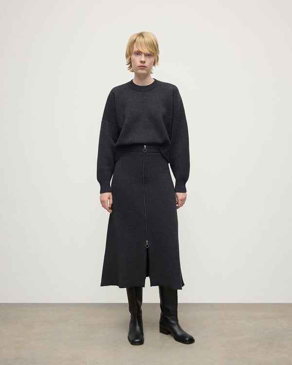 johnstons of elgin A-Line Milano Dark Grey Cashmere Skirt