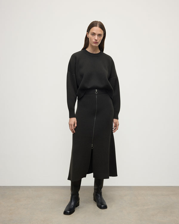 johnstons of elgin A-Line Milano Dark Grey Cashmere Skirt