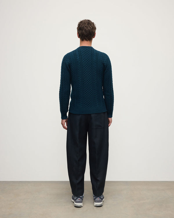 Johnstons Of Elgin Aran Cable Dark Green Cashmere Jumper