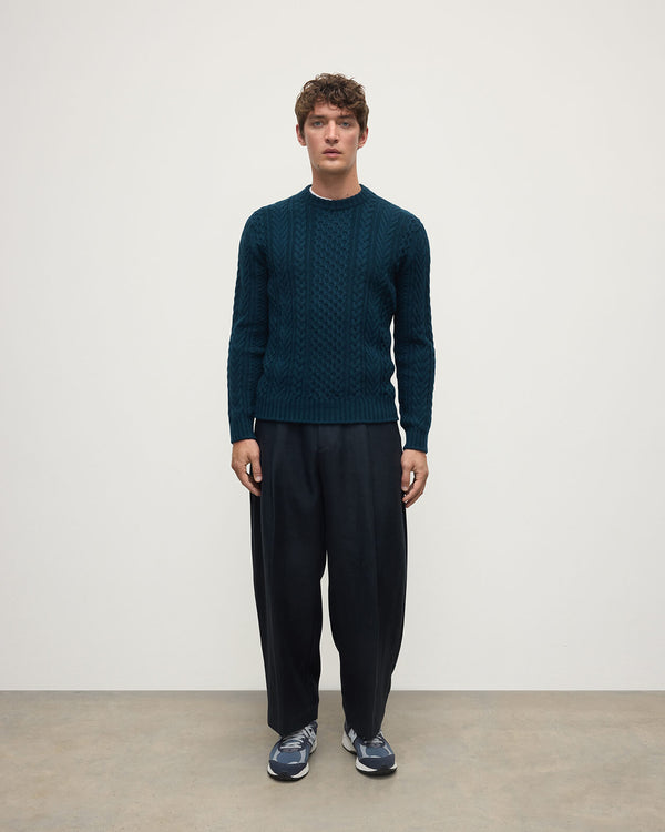 johnstons of elgin Aran Cable Dark Green Cashmere Jumper