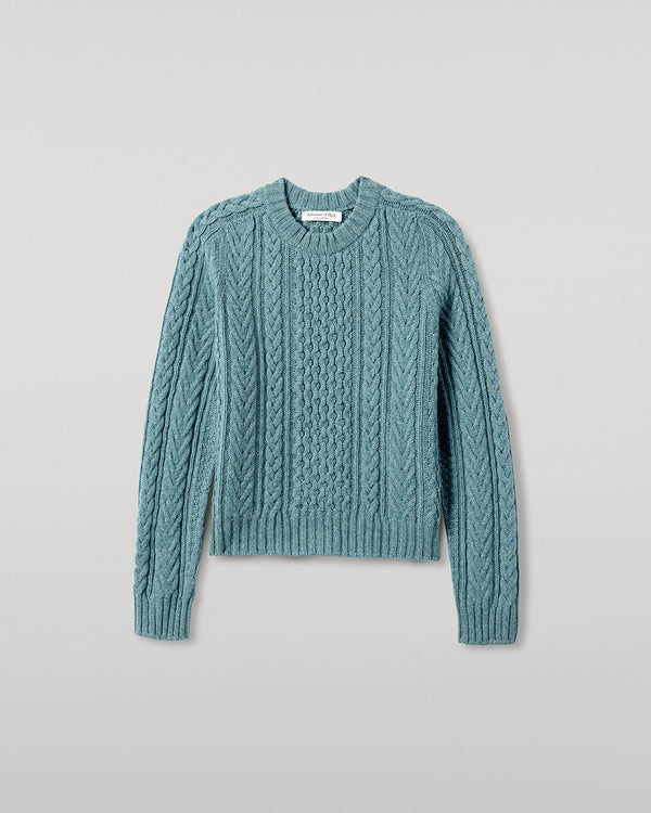 Johnstons Of Elgin Aran Cable Green Cashmere Jumper