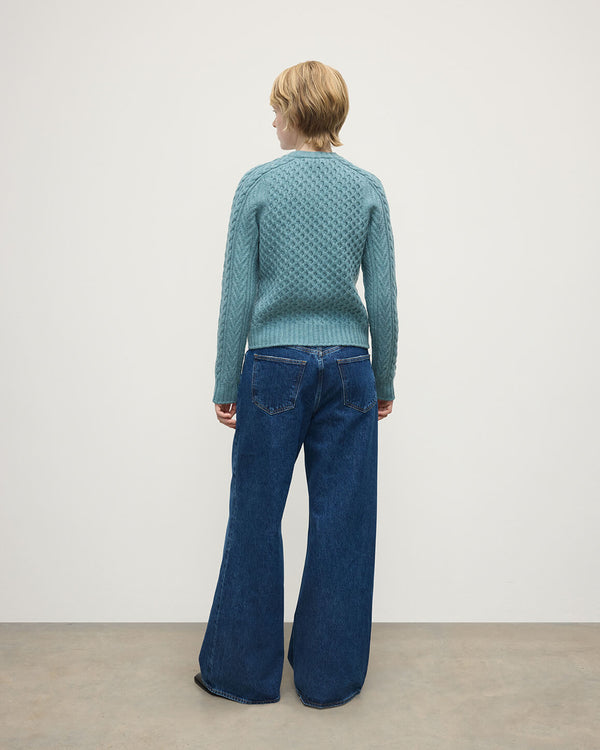 Johnstons Of Elgin Aran Cable Green Cashmere Jumper