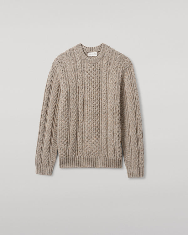 Johnstons Of Elgin Aran Cable Light Brown Cashmere Jumper