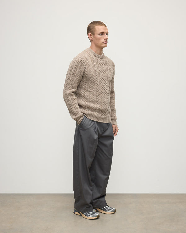 Johnstons Of Elgin Aran Cable Light Brown Cashmere Jumper