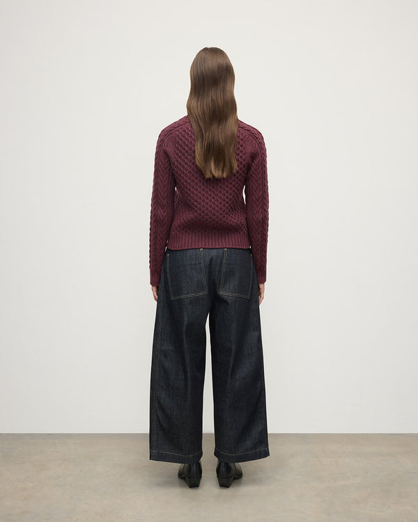 Johnstons Of Elgin Aran Cable Purple Cashmere Jumper