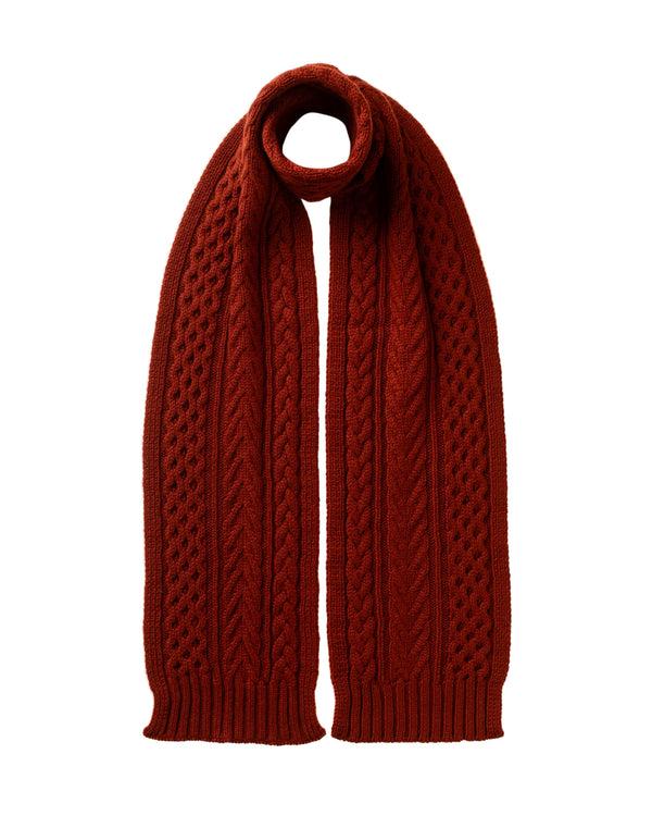 Johnstons Of Elgin Aran Cashmere Red Hat & Scarf Gift Set