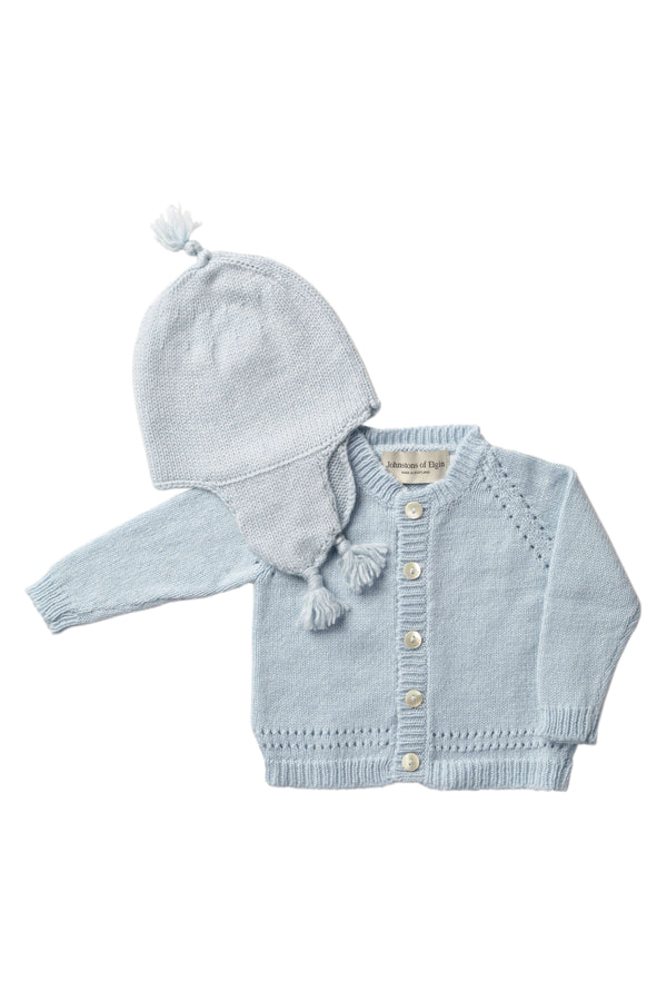 johnstons of elgin Baby's Blue Cashmere Cardigan Gift Set