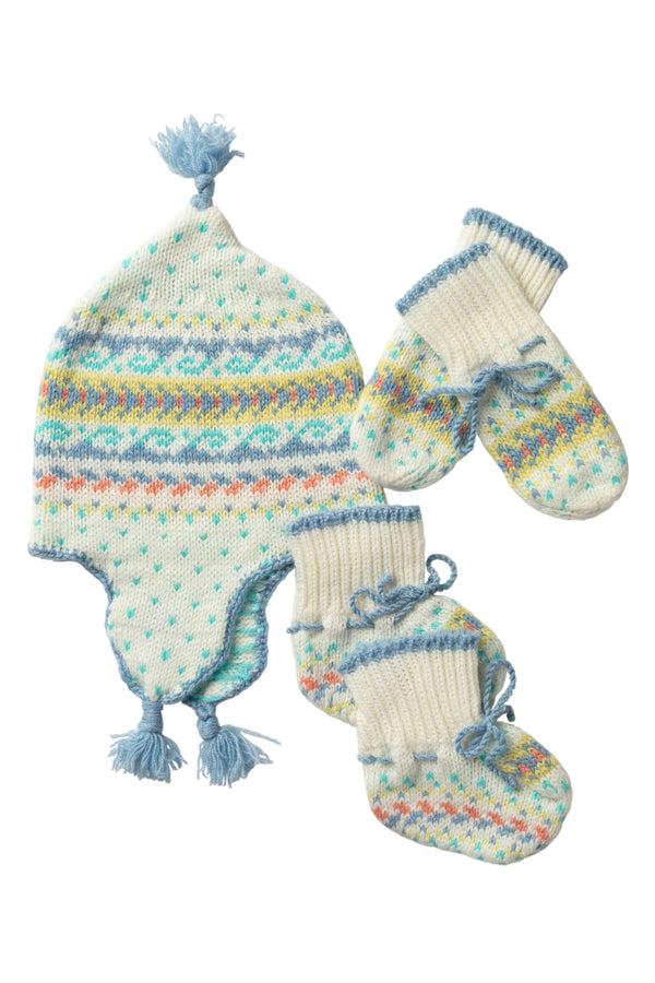 Johnstons Of Elgin Baby's Blue Fairisle Accessories Gift Set