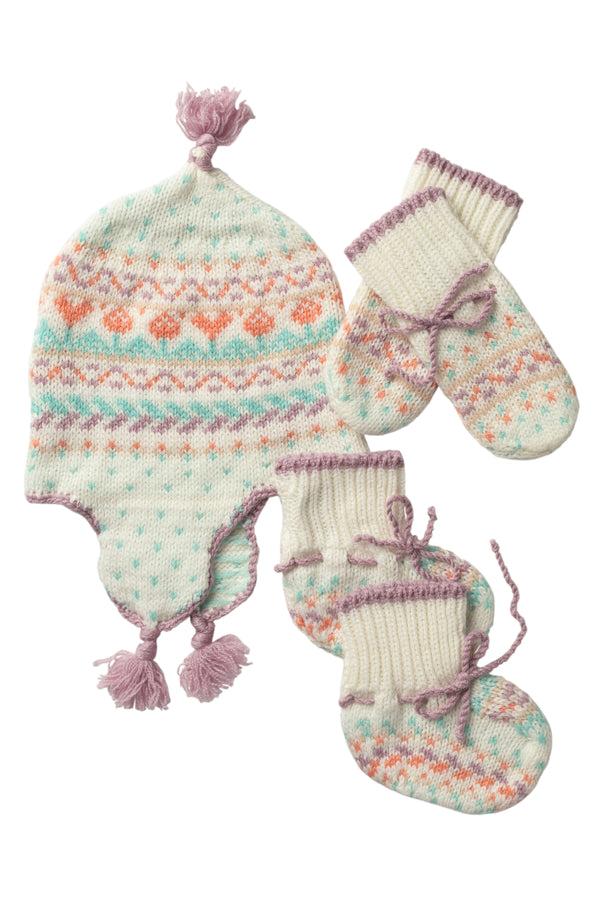 Johnstons Of Elgin Baby's Pink Fairisle Accessories Gift Set