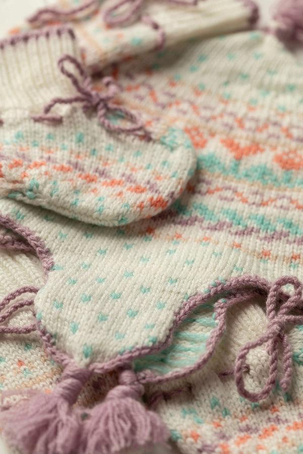 johnstons of elgin Baby's Pink Fairisle Accessories Gift Set