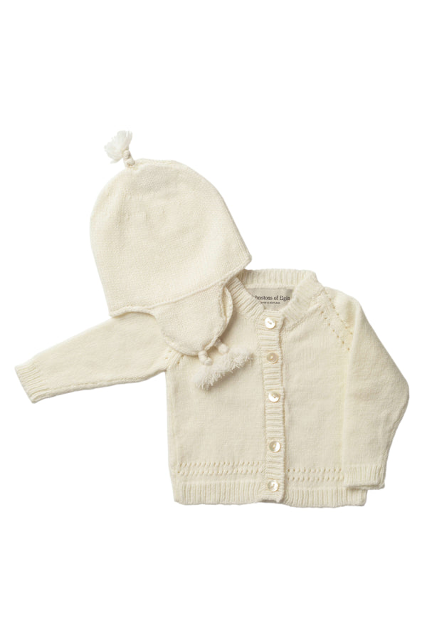 johnstons of elgin Baby's White Cashmere Cardigan Gift Set