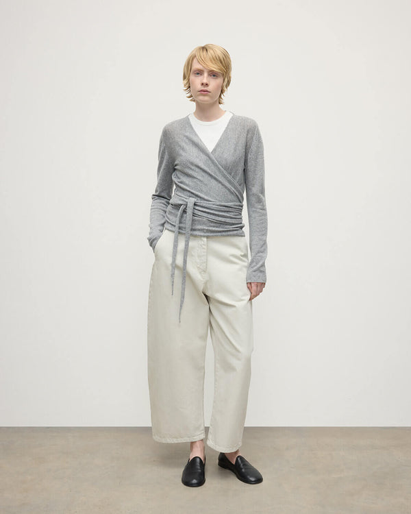 johnstons of elgin Ballet Wrap Light Grey Cashmere Cardigan