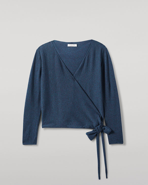 Johnstons Of Elgin Ballet Wrap Navy Cashmere Cardigan