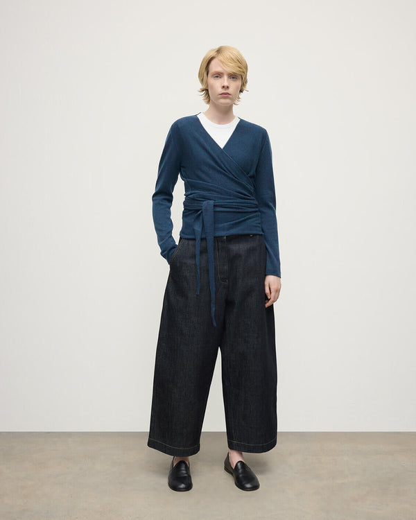 johnstons of elgin Ballet Wrap Navy Cashmere Cardigan