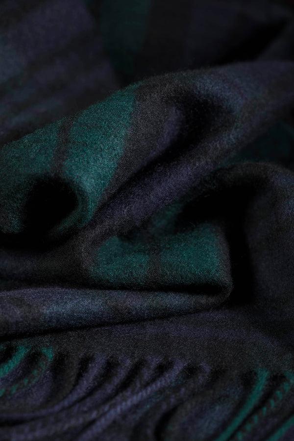 Johnstons Of Elgin Black Watch Tartan Wide Cashmere Scarf