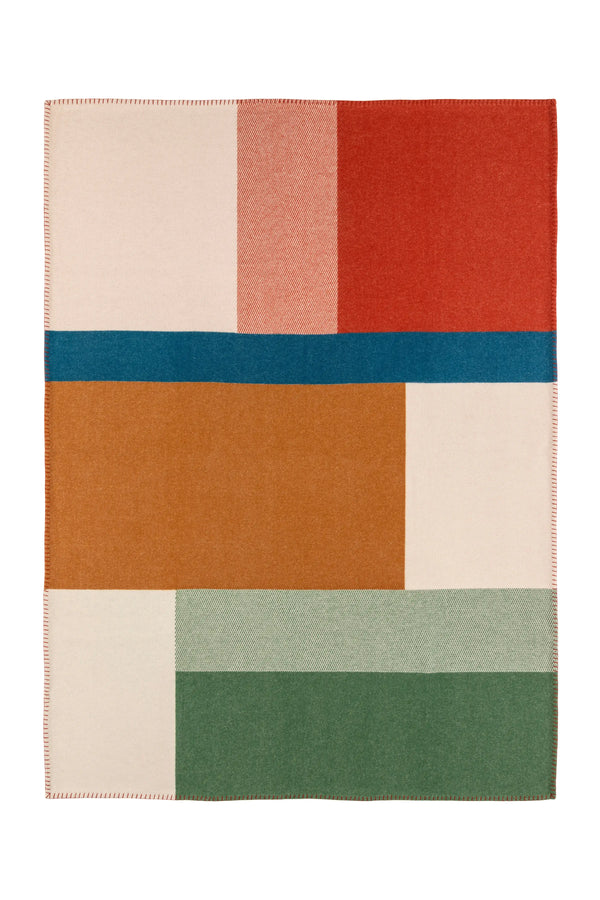 Johnstons Of Elgin Blanket Stitched Block Jacquard Throw