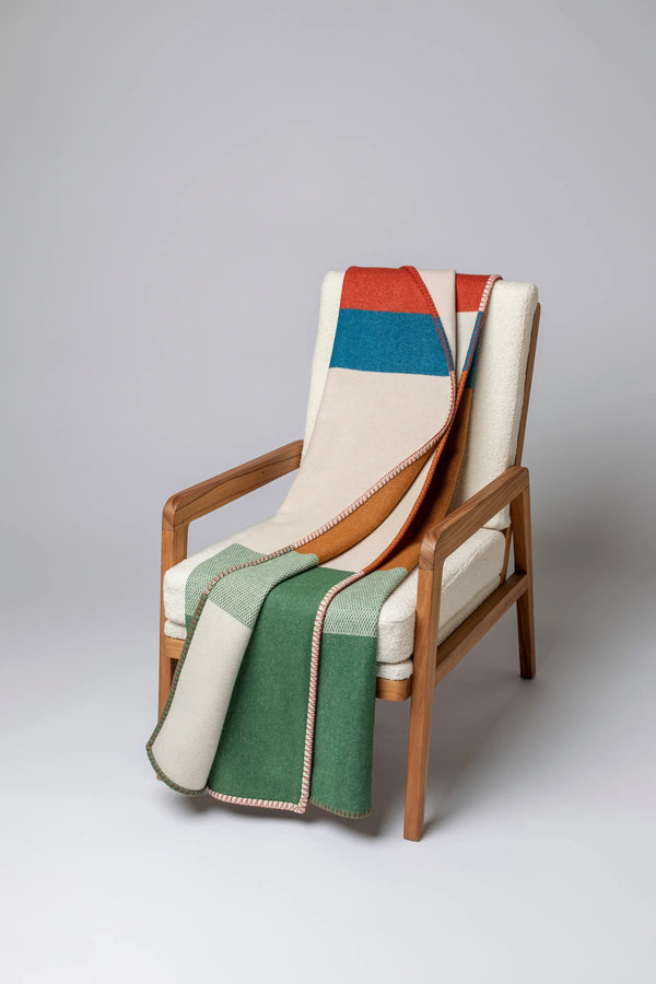 johnstons of elgin Blanket Stitched Block Jacquard Throw