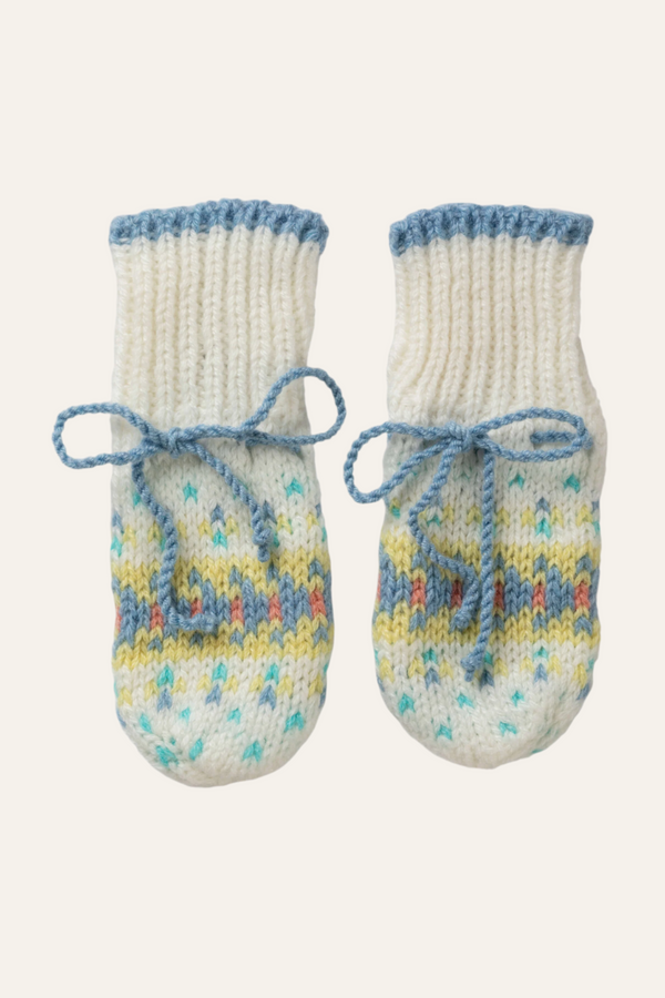 Johnstons Of Elgin Blue Cashmere Fairisle Baby Mittens