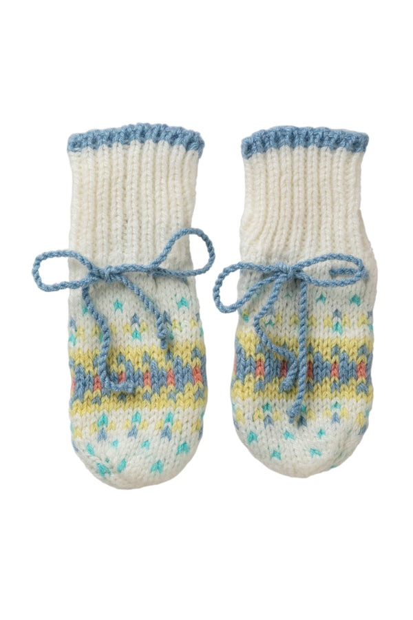 johnstons of elgin Blue Cashmere Fairisle Baby Mittens