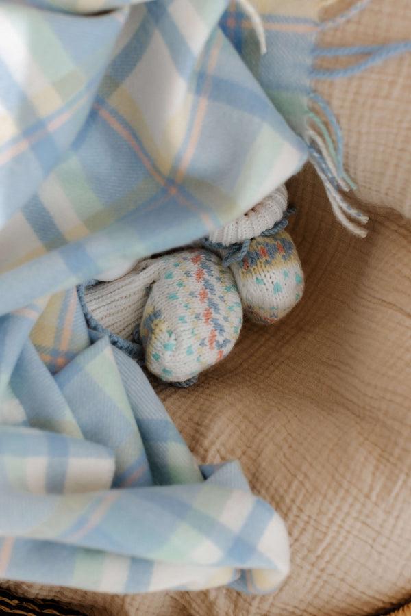 Johnstons Of Elgin Blue Check Cashmere Baby Blanket