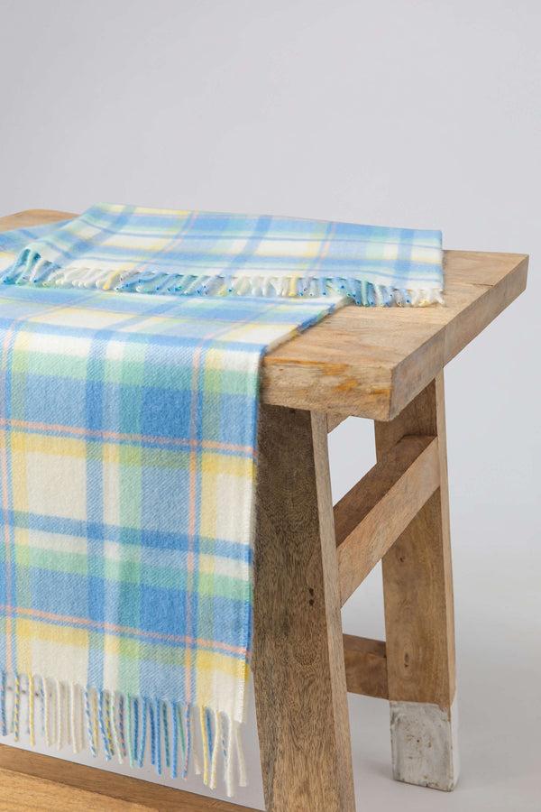 Johnstons Of Elgin Blue Check Cashmere Baby Blanket