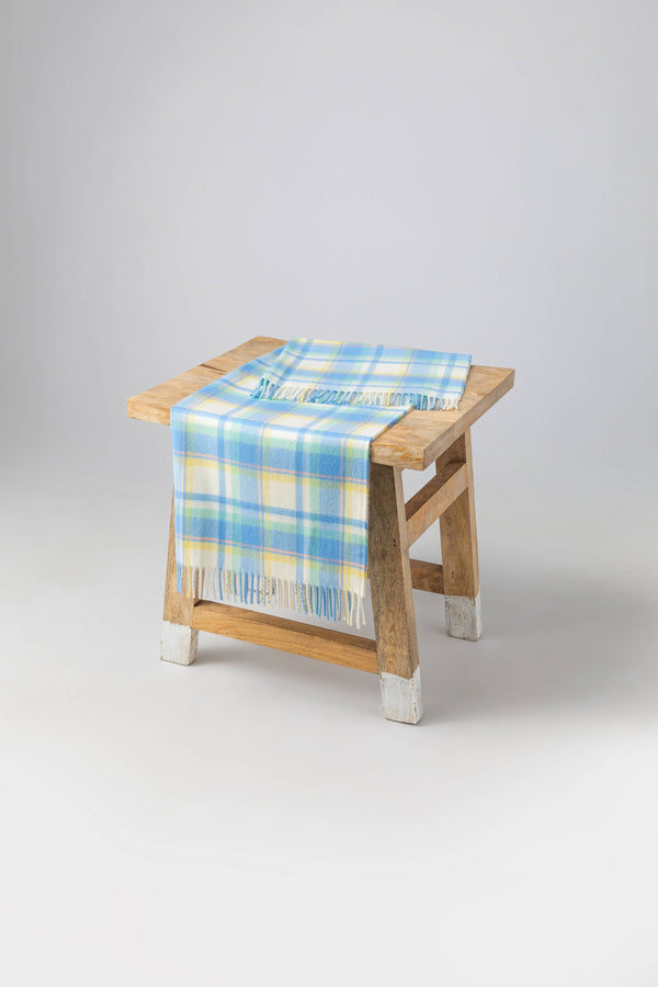 johnstons of elgin Blue Check Cashmere Baby Blanket