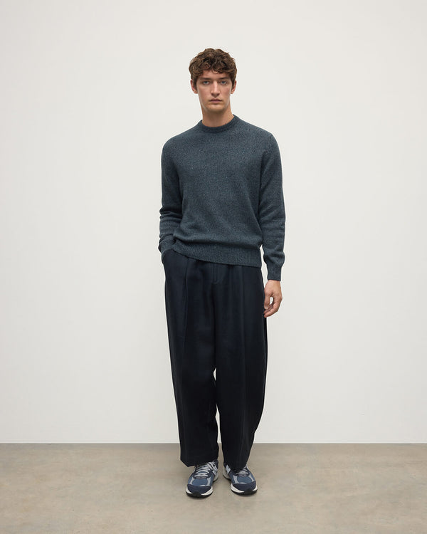 johnstons of elgin Blue Donegal Cashmere Marl Jumper