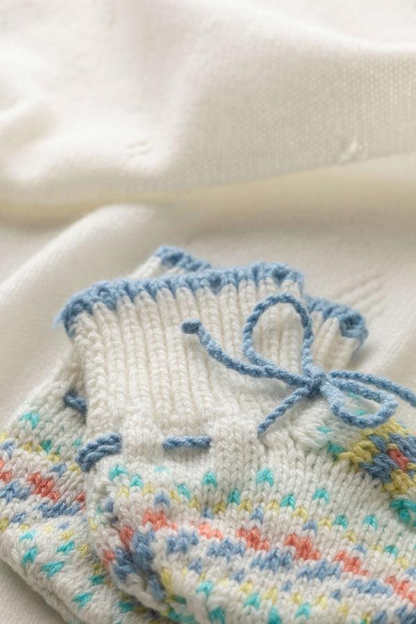 Johnstons Of Elgin Blue Fairisle Cashmere Baby Booties