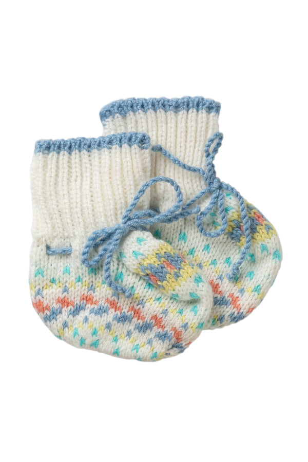 johnstons of elgin Blue Fairisle Cashmere Baby Booties