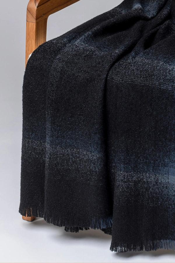 Johnstons Of Elgin Blurred Cashmere Silk Bouclé Black Throw