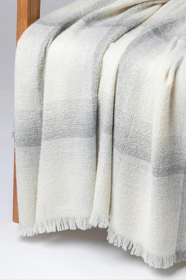 Johnstons Of Elgin Blurred Cashmere Silk Bouclé White Throw