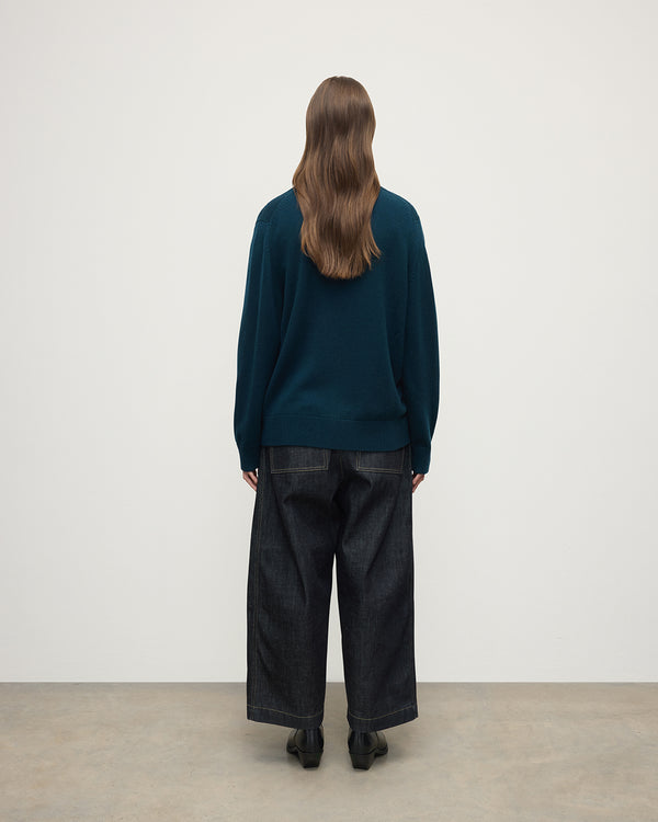 Johnstons Of Elgin Boyfriend-Fit Dark Green Cashmere Cardigan