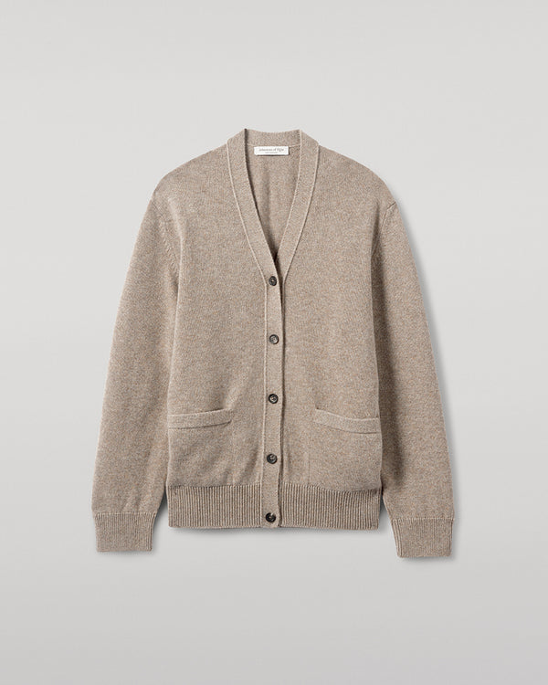 Johnstons Of Elgin Boyfriend-Fit Light Brown Cashmere Cardigan