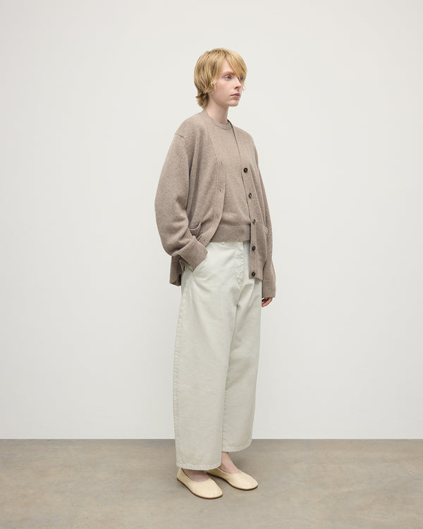 Johnstons Of Elgin Boyfriend-Fit Light Brown Cashmere Cardigan