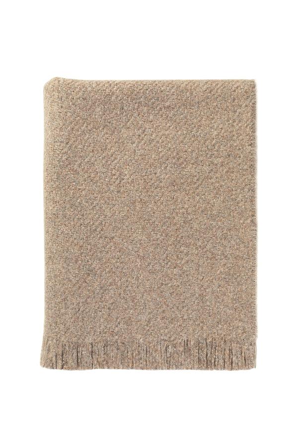 Johnstons Of Elgin Brushed Bouclé Cashmere Silk Brown Throw