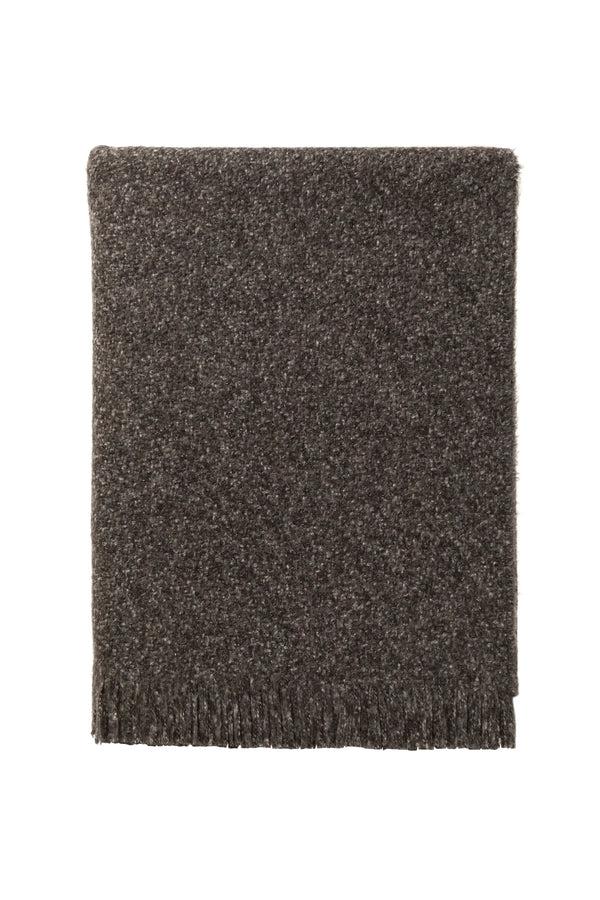 Johnstons Of Elgin Brushed Bouclé Cashmere Silk Dark Grey Throw