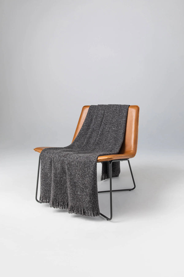 johnstons of elgin Brushed Bouclé Cashmere Silk Dark Grey Throw