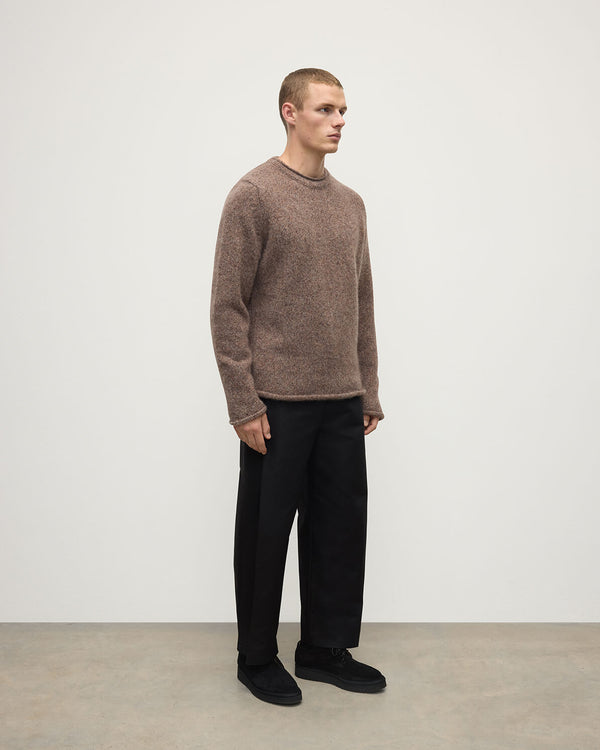 Johnstons Of Elgin Brushed Cashmere Silk Dark Brown Jumper