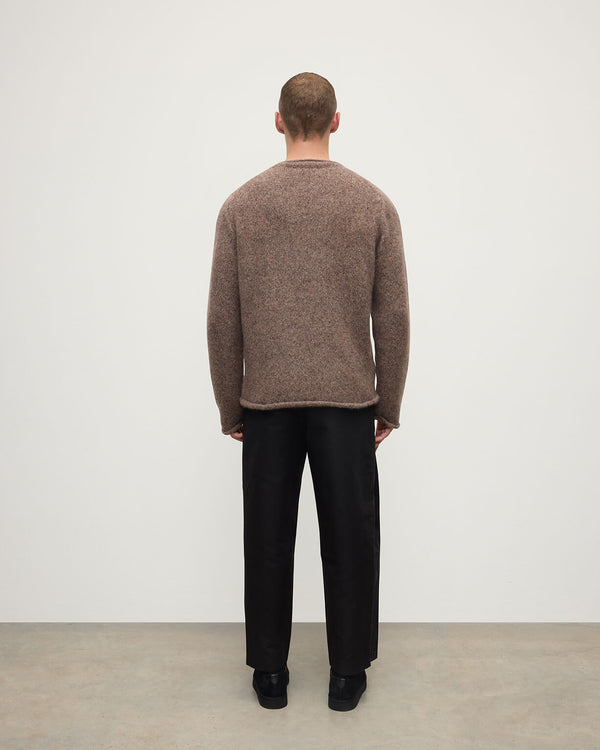 Johnstons Of Elgin Brushed Cashmere Silk Dark Brown Jumper